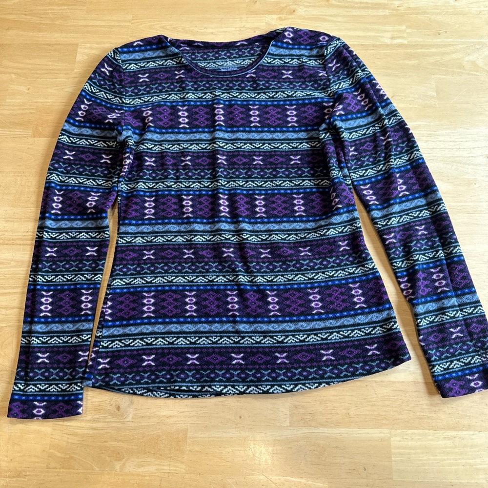 Patterned Long Sleeve Women's Top Medium